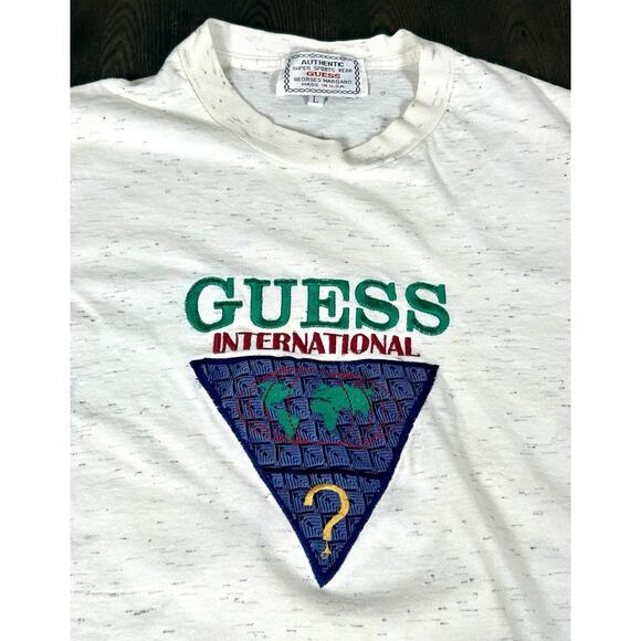 Vtg Guess T-Shirt Men's L White Graphic 80s 90s Georges Marciano Streetwear USA - Picture 2 of 7